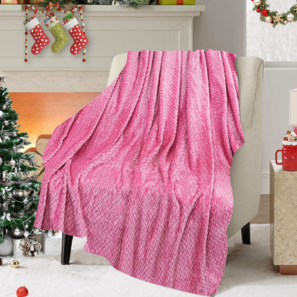 Christmas Solid Color Blanket, 59x39" Soft Warm Throw Blanket, Light-weight Plush Throw Blanket for Bed Sofa Camping Airplane Holiday Pink.