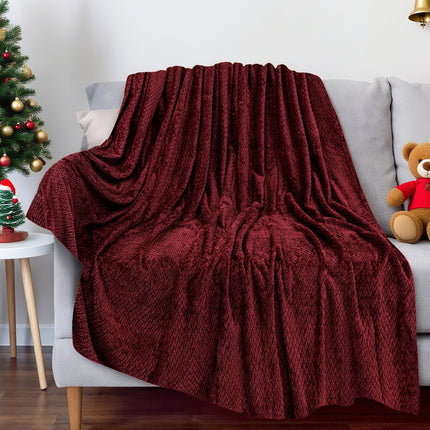 Christmas Solid Color Blanket, 59x39" Soft Warm Throw Blanket, Light-weight Plush Throw Blanket for Bed Sofa Camping Airplane Holiday Wine.