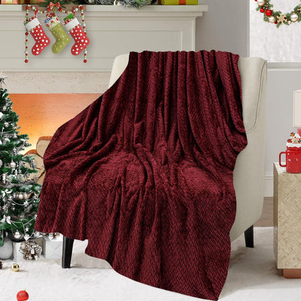 Christmas Solid Color Blanket, 59x39" Soft Warm Throw Blanket, Light-weight Plush Throw Blanket for Bed Sofa Camping Airplane Holiday Wine.