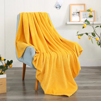 Christmas Solid Color Blanket, 59x39" Soft Warm Throw Blanket, Light-weight Plush Throw Blanket for Bed Sofa Camping Airplane Holiday Yellow.
