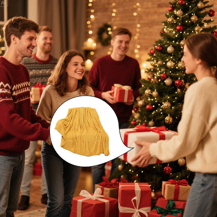 Christmas Solid Color Blanket, 59x39" Soft Warm Throw Blanket, Light-weight Plush Throw Blanket for Bed Sofa Camping Airplane Holiday Yellow.