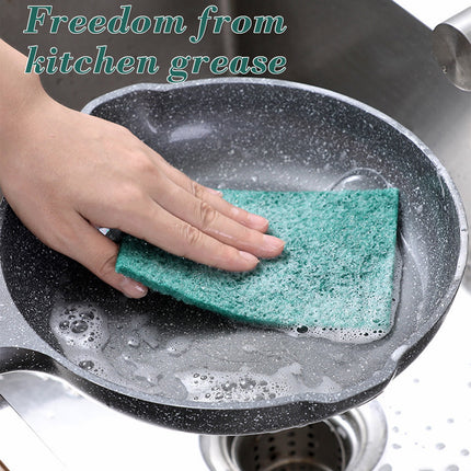 5 Pcs Scouring Pad, Dish Scrubber Scouring Pads, Green Reusable Household Scrub Pads, Double-sided Household Emery Sponge, for Dishes, Kitchen Scrubbers and Metal Grills Green.