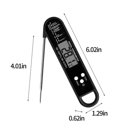 Meat Thermometer Digital, Instant Read Waterproof Food Thermometer, Instant Read Meat Thermometer, Digital T-hermometer with Long Probe, for Cooking, Grill, Candy, Kitchen, Stocking Stuffers Black.