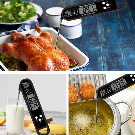Meat Thermometer Digital, Instant Read Waterproof Food Thermometer, Instant Read Meat Thermometer, Digital T-hermometer with Long Probe, for Cooking, Grill, Candy, Kitchen, Stocking Stuffers Black.