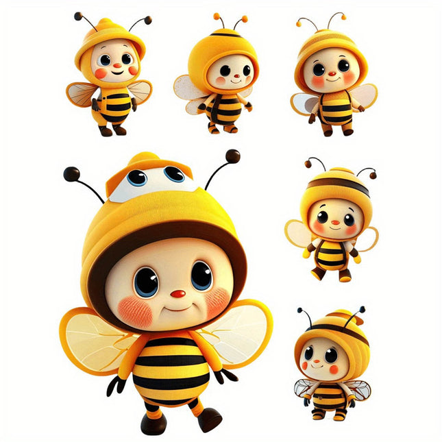 6PCS Christmas Cute Bee Hanging Ornaments, 3.15" Flat Christmas Tree Hanging Pendants, Acrylic Yellow Honeybee with Hat Indoor Decoration for Home Party Holiday Xmas Tree Door Decor As shown.