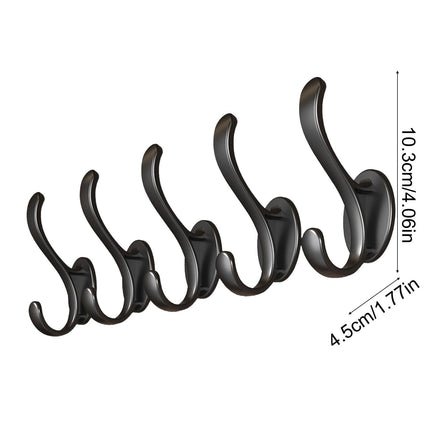 Wall Mounted Coat Hooks, 5 Pack Heavy Duty Hardware Robe Hooks, Decorative for Single Hanging Coats Towel Cubicle Classroom Kitchen Bath Backpack Hat Hook Black.