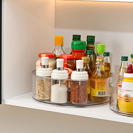 Lazy Turntable for Cabinet, Lazy Organizer with High Sides, Countertop Spinning Organizer for Spices, Clear Rotating Organizer, for Kitchen, Pantry, Refrigerator, Bathroom, Table, Fridge L.
