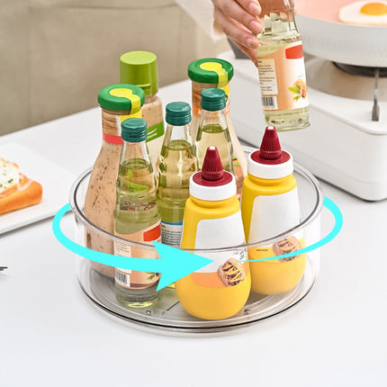 Lazy Turntable for Cabinet, Lazy Organizer with High Sides, Countertop Spinning Organizer for Spices, Clear Rotating Organizer, for Kitchen, Pantry, Refrigerator, Bathroom, Table, Fridge S.