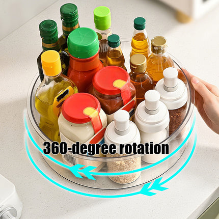 Lazy Turntable for Cabinet, Lazy Organizer with High Sides, Countertop Spinning Organizer for Spices, Clear Rotating Organizer, for Kitchen, Pantry, Refrigerator, Bathroom, Table, Fridge S.