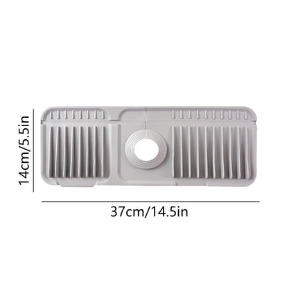 Silicone Sink Splash Guard, Kitchen Sink Accessory with Drip Tray, Button Style Silicone Faucet Drains Mat, Bathroom Kitchen Splashs Guard Countertop Storage Mat Gray.