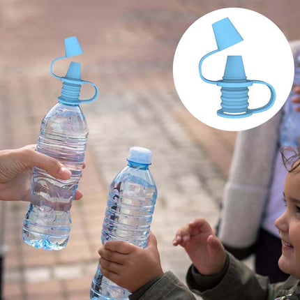 Original Water Bottle Topper, Silicone Sippy Top Spout with Protective Cap, Multifunctional Water Bottle Nozzle, 2-in-1 Water Bottle Cap, Silicone Topper for Food Pouch Blue.