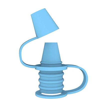 Original Water Bottle Topper, Silicone Sippy Top Spout with Protective Cap, Multifunctional Water Bottle Nozzle, 2-in-1 Water Bottle Cap, Silicone Topper for Food Pouch Blue.