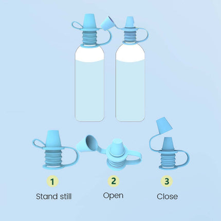 Original Water Bottle Topper, Silicone Sippy Top Spout with Protective Cap, Multifunctional Water Bottle Nozzle, 2-in-1 Water Bottle Cap, Silicone Topper for Food Pouch Blue.