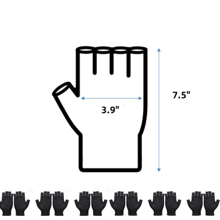 12 Pairs Cotton Gloves,Reusable Half Finger Touchscreen Gloves,7.5x3.9In Summer Sun UV Protection Gloves for Men and Women Black.