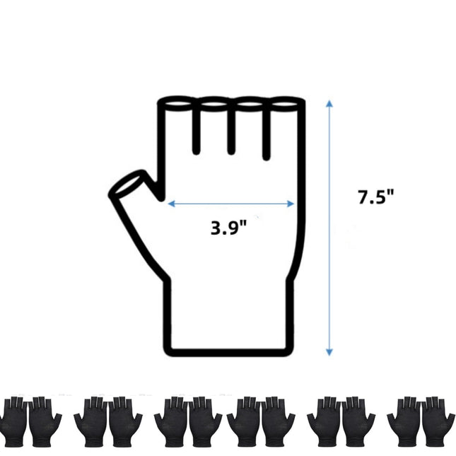 12 Pairs Cotton Gloves,Reusable Half Finger Touchscreen Gloves,7.5x3.9In Summer Sun UV Protection Gloves for Men and Women Black.