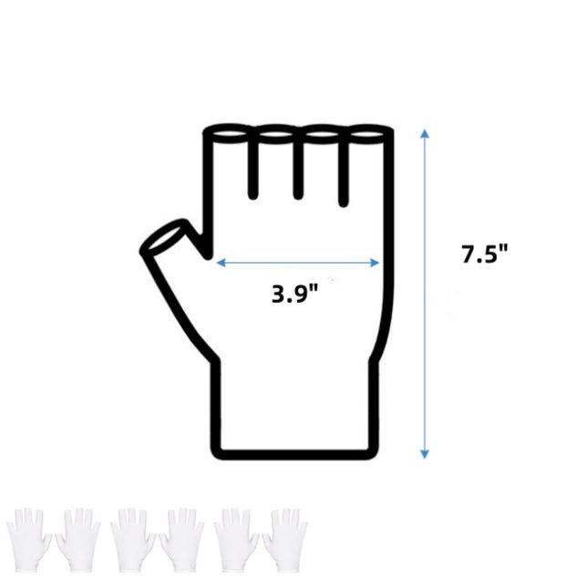 12 Pairs Cotton Gloves,Reusable Half Finger Touchscreen Gloves,7.5x3.9In Summer Sun UV Protection Gloves for Men and Women White.