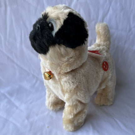 Simulation Dog Toy, Lifelike Stuffed Interactive Pet Toy, Stuffed Animals Electronic Puppy with Sound & Movable Limbs, for Birthday Party Holiday Gift Home Decor Beige.