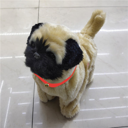 Simulation Dog Toy, Lifelike Stuffed Interactive Pet Toy, Stuffed Animals Electronic Puppy with Sound & Movable Limbs, for Birthday Party Holiday Gift Home Decor Beige.