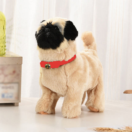 Simulation Dog Toy, Lifelike Stuffed Interactive Pet Toy, Stuffed Animals Electronic Puppy with Sound & Movable Limbs, for Birthday Party Holiday Gift Home Decor Beige.