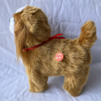Simulation Dog Toy, Lifelike Stuffed Interactive Pet Toy, Stuffed Animals Electronic Puppy with Sound & Movable Limbs, for Birthday Party Holiday Gift Home Decor Brown.