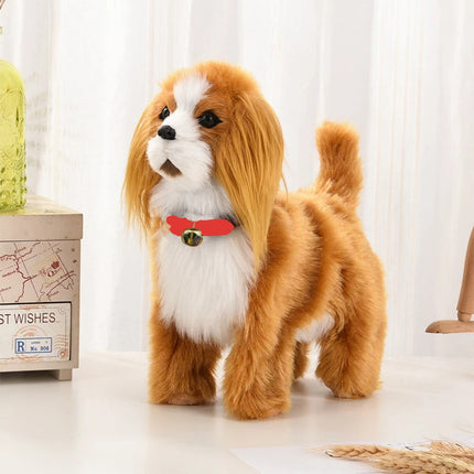 Simulation Dog Toy, Lifelike Stuffed Interactive Pet Toy, Stuffed Animals Electronic Puppy with Sound & Movable Limbs, for Birthday Party Holiday Gift Home Decor Brown.