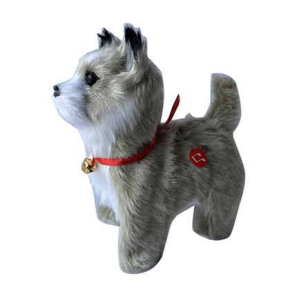 Simulation Dog Toy, Lifelike Stuffed Interactive Pet Toy, Stuffed Animals Electronic Puppy with Sound & Movable Limbs, for Birthday Party Holiday Gift Home Decor Gray.