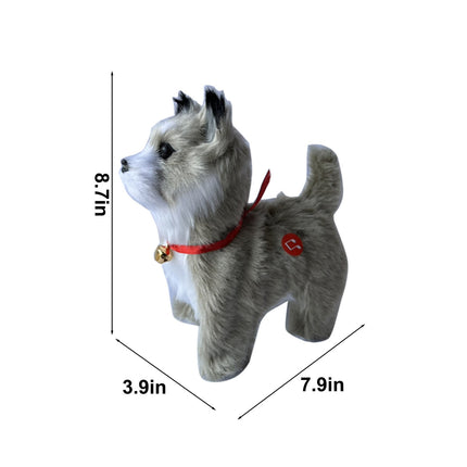 Simulation Dog Toy, Lifelike Stuffed Interactive Pet Toy, Stuffed Animals Electronic Puppy with Sound & Movable Limbs, for Birthday Party Holiday Gift Home Decor Gray.