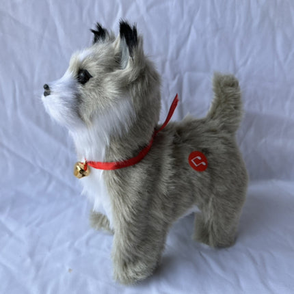 Simulation Dog Toy, Lifelike Stuffed Interactive Pet Toy, Stuffed Animals Electronic Puppy with Sound & Movable Limbs, for Birthday Party Holiday Gift Home Decor Gray.
