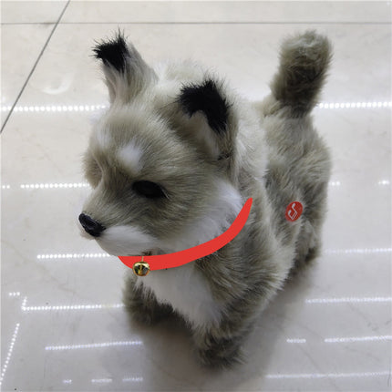 Simulation Dog Toy, Lifelike Stuffed Interactive Pet Toy, Stuffed Animals Electronic Puppy with Sound & Movable Limbs, for Birthday Party Holiday Gift Home Decor Gray.