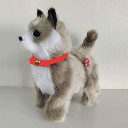 Simulation Dog Toy, Lifelike Stuffed Interactive Pet Toy, Stuffed Animals Electronic Puppy with Sound & Movable Limbs, for Birthday Party Holiday Gift Home Decor Gray.