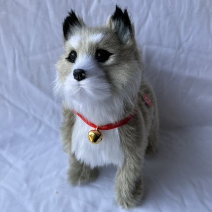 Simulation Dog Toy, Lifelike Stuffed Interactive Pet Toy, Stuffed Animals Electronic Puppy with Sound & Movable Limbs, for Birthday Party Holiday Gift Home Decor Gray.