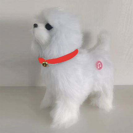 Simulation Dog Toy, Lifelike Stuffed Interactive Pet Toy, Stuffed Animals Electronic Puppy with Sound & Movable Limbs, for Birthday Party Holiday Gift Home Decor White.