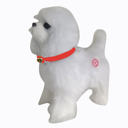 Simulation Dog Toy, Lifelike Stuffed Interactive Pet Toy, Stuffed Animals Electronic Puppy with Sound & Movable Limbs, for Birthday Party Holiday Gift Home Decor White.