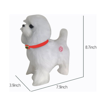 Simulation Dog Toy, Lifelike Stuffed Interactive Pet Toy, Stuffed Animals Electronic Puppy with Sound & Movable Limbs, for Birthday Party Holiday Gift Home Decor White.