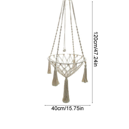 Macrame Cat Hammock, Handwoven Cats Bed, Hanging Indoor Boho Kitten Swing Beds, Hanging Cats Bed, Kitty Hanging Basket, for Playing Sleeping Climbing and Lounging White.