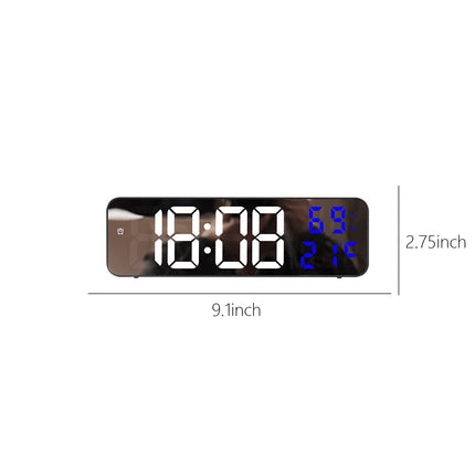 Digital Clock Large Display, Alarm Clock for Living Room Office Bedroom Decor, LED Corded Electric, Date Temp Display Wall Clock, Smart Cool Modern Desk Accessories Blue.