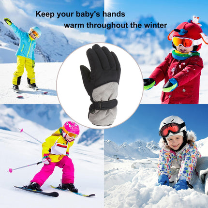 GXWEA 2T Gloves Kids Waterproof Gloves Kids Gloves Winter Gloves Thick Gloves Stretchy Warm Gloves Boys Girls 6-11 Year AHA2 kids snow gloves Grey.