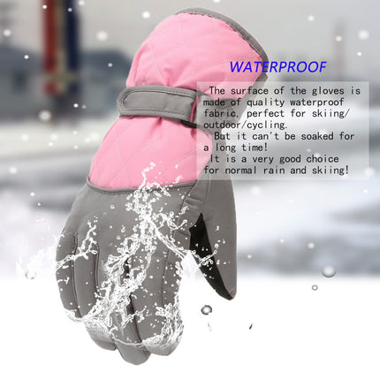 GXWEA 2T Gloves Kids Waterproof Gloves Kids Gloves Winter Gloves Thick Gloves Stretchy Warm Gloves Boys Girls 6-11 Year 10-16 Year AHA2 kids snow gloves Pink.