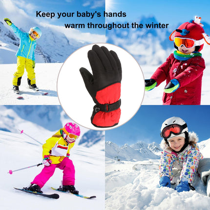 GXWEA 2T Gloves Kids Waterproof Gloves Kids Gloves Winter Gloves Thick Gloves Stretchy Warm Gloves Boys Girls 6-11 Year 10-16 Year AHA2 kids snow gloves Red.