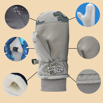 GXWEA 2T Gloves Kids Waterproof Gloves Kids Gloves Winter Gloves Thick Gloves Stretchy Warm Gloves Boys Girls 6-11 Year 2-4 Years AHA5 kids snow gloves Grey.