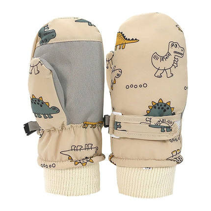 GXWEA 2T Gloves Kids Waterproof Gloves Kids Gloves Winter Gloves Thick Gloves Stretchy Warm Gloves Boys Girls 6-11 Year 4-8 Years AHA5 kids snow gloves Khaki.