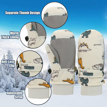 GXWEA 2T Gloves Kids Waterproof Gloves Kids Gloves Winter Gloves Thick Gloves Stretchy Warm Gloves Boys Girls 6-11 Year 4-8 Years AHA5 kids snow gloves White.