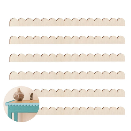 Scalloped Decorative Wood Trim,pack of 6 Cute DIY Edge Decorative Wall Trim,QZS Decorative Wood Molding for Home,Wall,Cabinet.