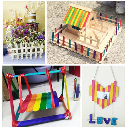50PCS Wooden Crafts Sticks, 6" Wooden Ice Cream Sticks, Multi-functional Wide Lollipop Sticks for DIY Crafts and Education As shown.