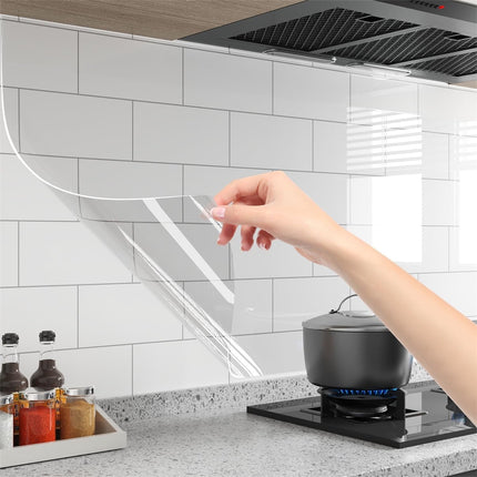 Wall Protective Film,Self-Adhesive Contact Paper,Removable Walls Covering,Heat-Resistant Clear Shelf Liner Backsplash for Home.