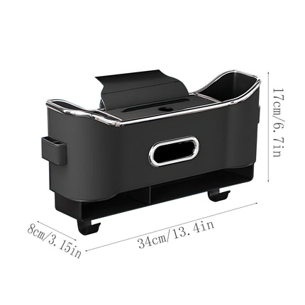 Backseat Car Organizer, Back Seat Cup Holders for Cars, Multifunctional Car Organizers and Storage, Car Seat Organizer, Car Tissue Organizer with 2 Cup Holder, for Glasses Phones Keys and Cards Black.