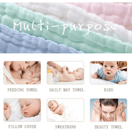 10PCS Muslin Cotton Baby Towel Soft Baby Bath Towel Multicolor Newborn Washcloths and Towels Multicolor.