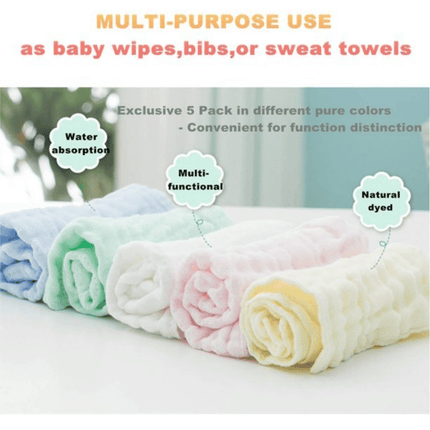 10PCS Muslin Cotton Baby Towel Soft Baby Bath Towel Multicolor Newborn Washcloths and Towels Multicolor.