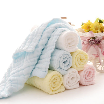 10PCS Muslin Cotton Baby Towel Soft Baby Bath Towel Multicolor Newborn Washcloths and Towels white & pink & blue & green & yellow.