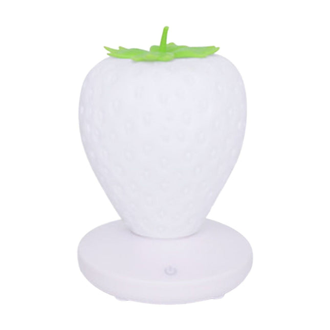 Strawberry Night Light, Silicone Strawberry LED Lamp with USB Powered, Color Changing Small Night Light, 3 Gear Touch Lighting, for Birthday Party Holiday Christmas Decor White.